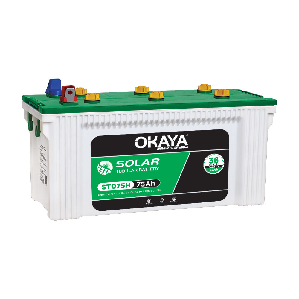 Okaya Solar Tubular Battery -ST 075S 12V/75Ah-900W/75AH